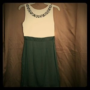 H&M  tan & black  silk blend dress